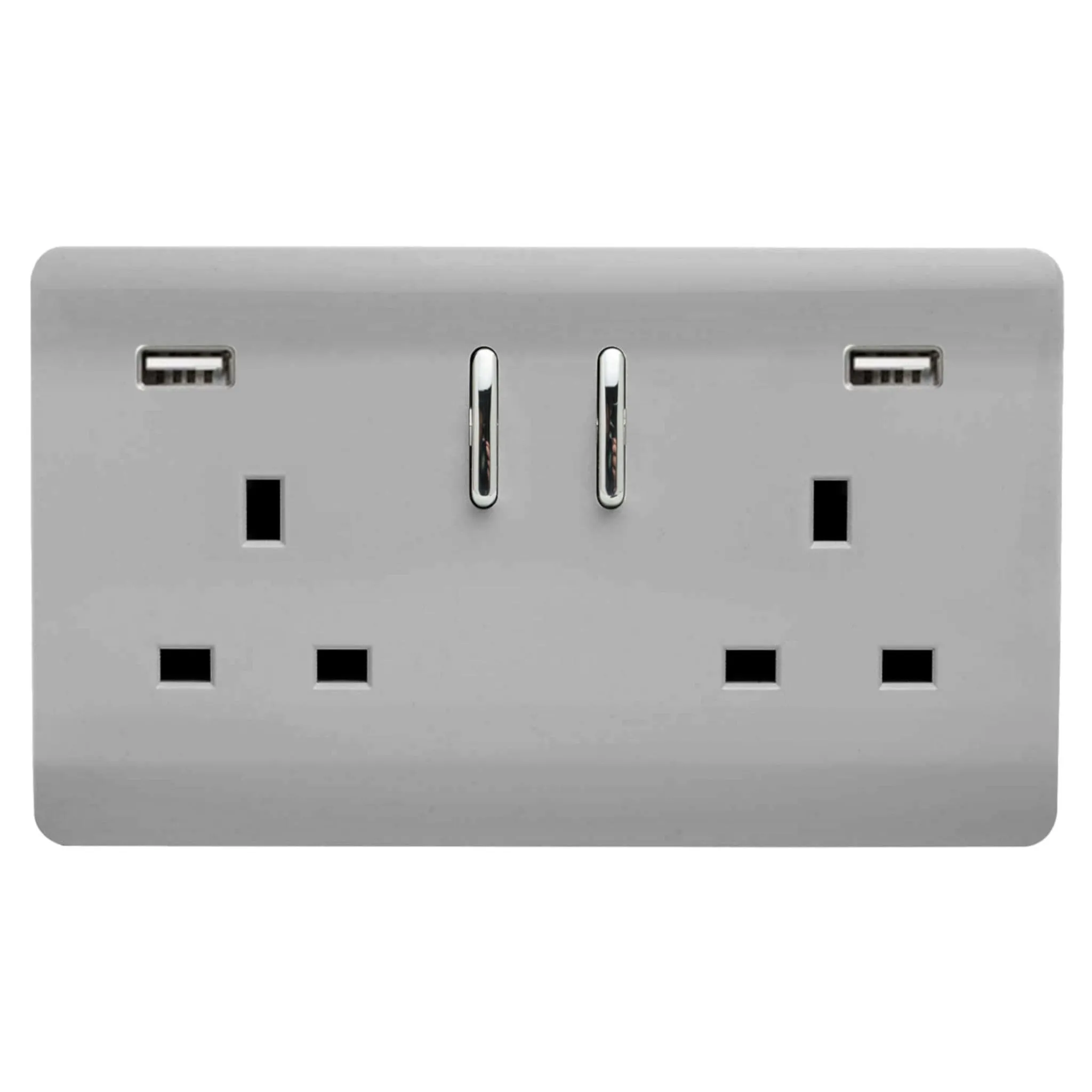 ART-SKT213USB31AABS  2 Gang 13Amp Short S/W Double Socket With 2x3.1Mah USB Brushed Steel